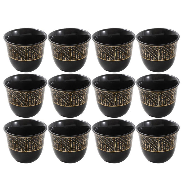 Ceramic Coffee Cawa Shafee Cup Set of 12 Pcs Abstract Design 6.5*5 cm 75 ml (Ctn Box 24 units)