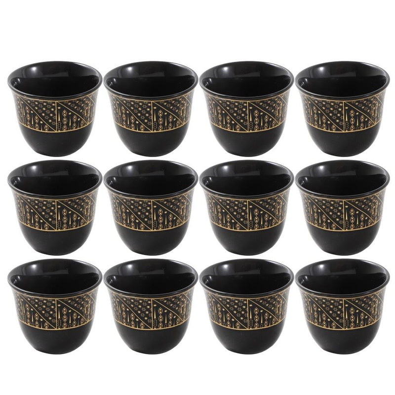 Ceramic Coffee Cawa Shafee Cup Set of 12 Pcs Abstract Design 6.5*5 cm 75 ml (Ctn Box 24 units)