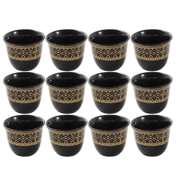 Ceramic Coffee Cawa Shafee Cup Set of 12 Pcs Abstract Design 6.5*5 cm 75 ml (Ctn Box 24 units)