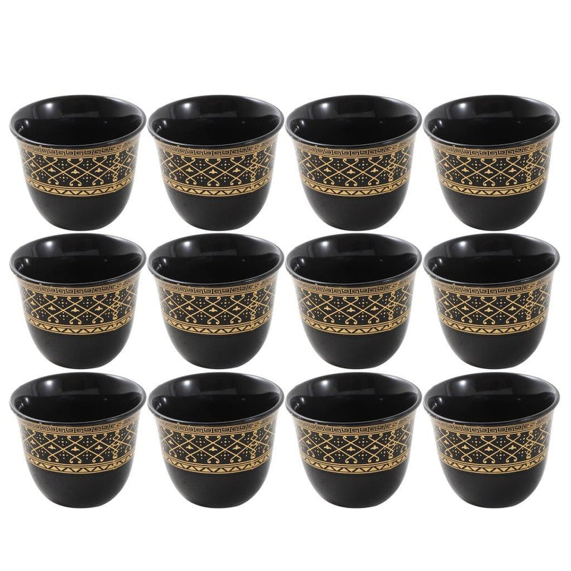 Ceramic Coffee Cawa Shafee Cup Set of 12 Pcs Abstract Design 6.5*5 cm 75 ml (Ctn Box 24 units)