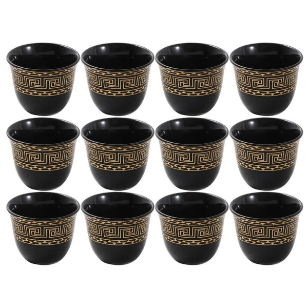Ceramic Coffee Cawa Shafee Cup Set of 12 Pcs Abstract Design 6.5*5 cm 75 ml (Ctn Box 24 units)