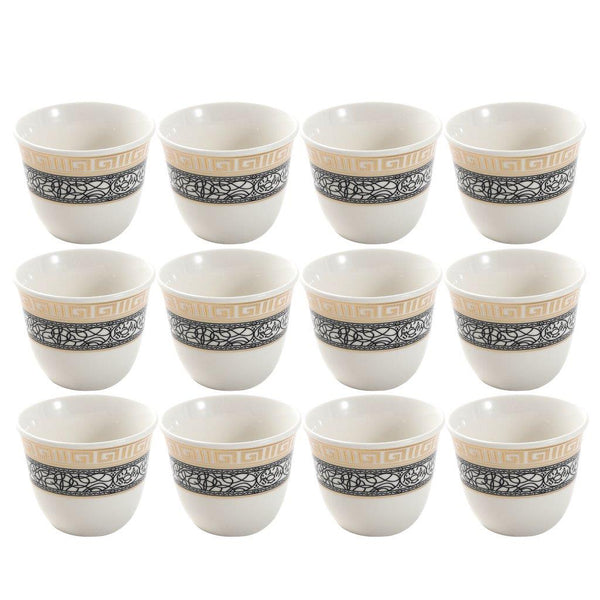 Ceramic Coffee Cawa Shafee Cup Set of 12 Pcs Abstract Design 6.5*5 cm 75 ml (Ctn Box 24 units)