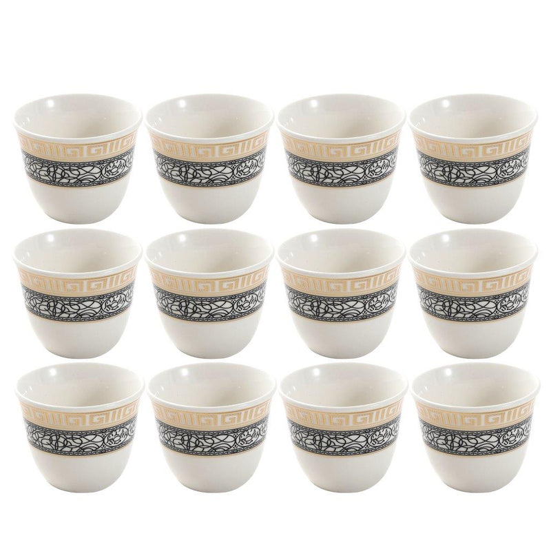 Ceramic Coffee Cawa Shafee Cup Set of 12 Pcs Abstract Design 6.5*5 cm 75 ml (Ctn Box 24 units)