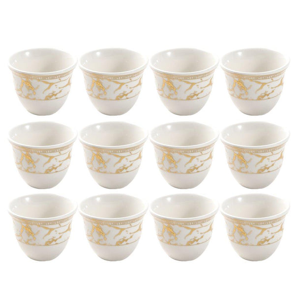 Ceramic Coffee Cawa Shafee Cup Set of 12 Pcs Abstract Design 6.5*5 cm 75 ml (Ctn Box 24 units)