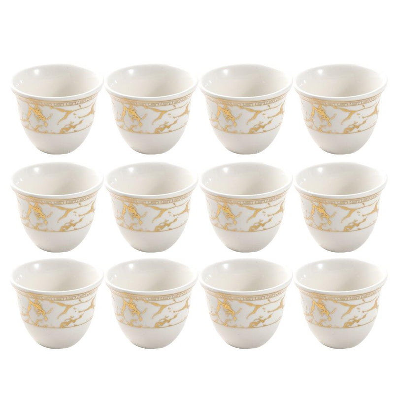 Ceramic Coffee Cawa Shafee Cup Set of 12 Pcs Abstract Design 6.5*5 cm 75 ml (Ctn Box 24 units)