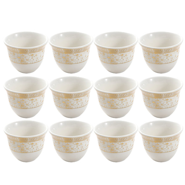 Ceramic Coffee Cawa Shafee Cup Set of 12 Pcs Abstract Design 6.5*5 cm 75 ml (Ctn Box 24 units)