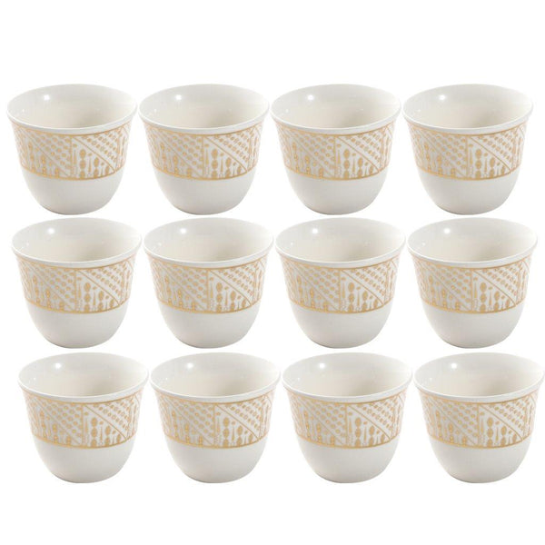 Ceramic Coffee Cawa Shafee Cup Set of 12 Pcs Abstract Design 6.5*5 cm 75 ml (Ctn Box 24 units)