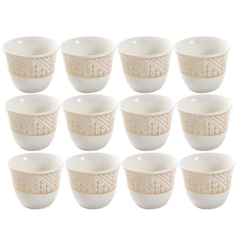 Ceramic Coffee Cawa Shafee Cup Set of 12 Pcs Abstract Design 6.5*5 cm 75 ml (Ctn Box 24 units)