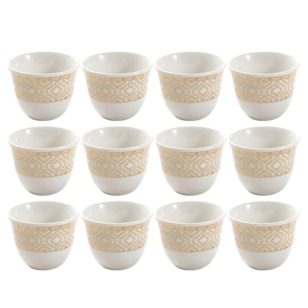 Ceramic Coffee Cawa Shafee Cup Set of 12 Pcs Abstract Design 6.5*5 cm 75 ml (Ctn Box 24 units)