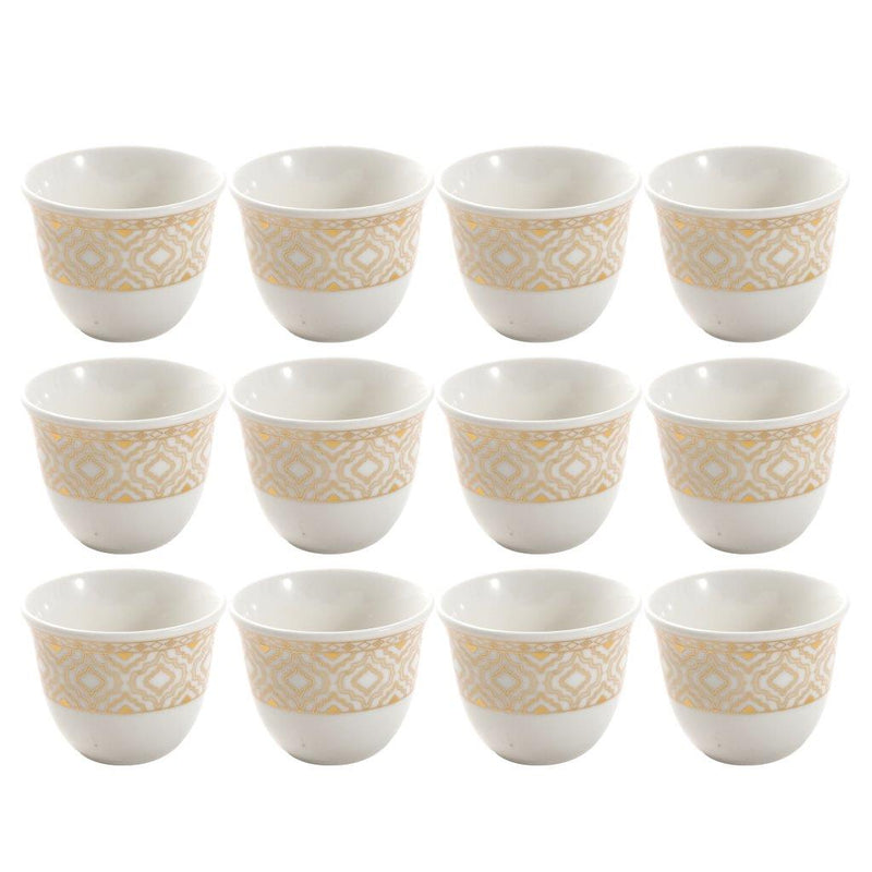 Ceramic Coffee Cawa Shafee Cup Set of 12 Pcs Abstract Design 6.5*5 cm 75 ml (Ctn Box 24 units)