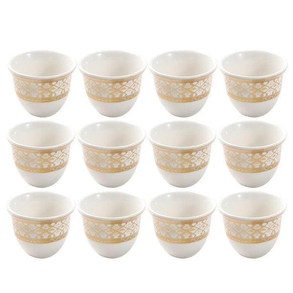 Ceramic Coffee Cawa Shafee Cup Set of 12 Pcs Abstract Design 6.5*5 cm 75 ml (Ctn Box 24 units)