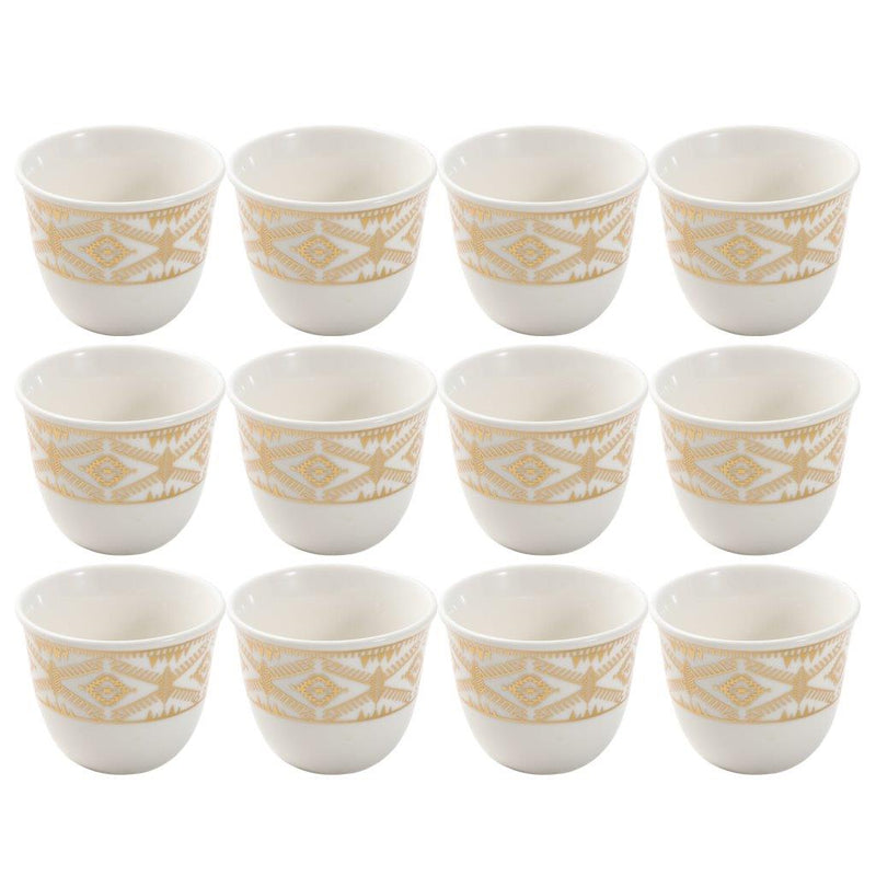 Ceramic Coffee Cawa Shafee Cup Set of 12 Pcs Abstract Design 6.5*5 cm 75 ml (Ctn Box 24 units)