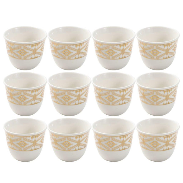 Ceramic Coffee Cawa Shafee Cup Set of 12 Pcs Abstract Design 6.5*5 cm 75 ml (Ctn Box 24 units)