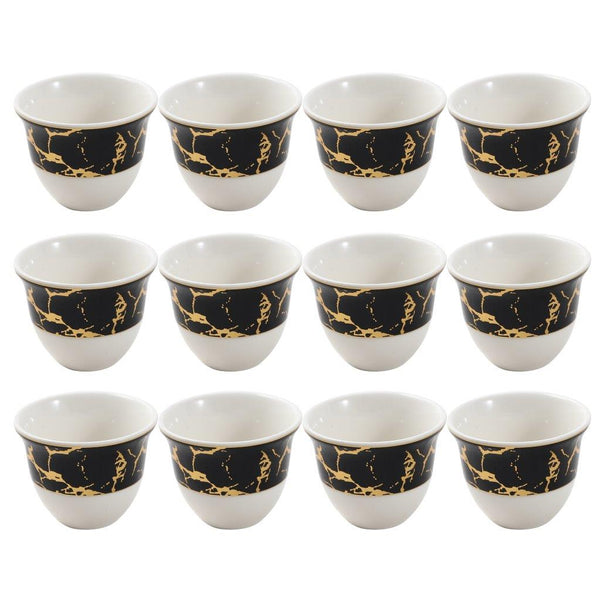 Ceramic Coffee Cawa Shafee Cup Set of 12 Pcs Abstract Design 6.5*5 cm 75 ml (Ctn Box 24 units)