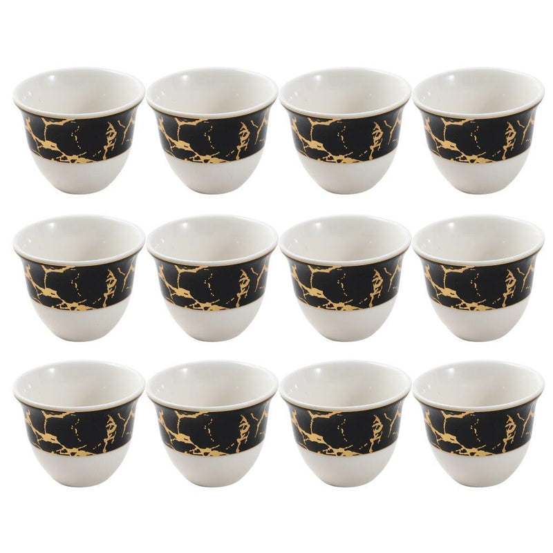 Ceramic Coffee Cawa Shafee Cup Set of 12 Pcs Abstract Design 6.5*5 cm 75 ml (Ctn Box 24 units)