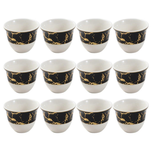 Ceramic Coffee Cawa Shafee Cup Set of 12 Pcs Abstract Design 6.5*5 cm 75 ml (Ctn Box 24 units)