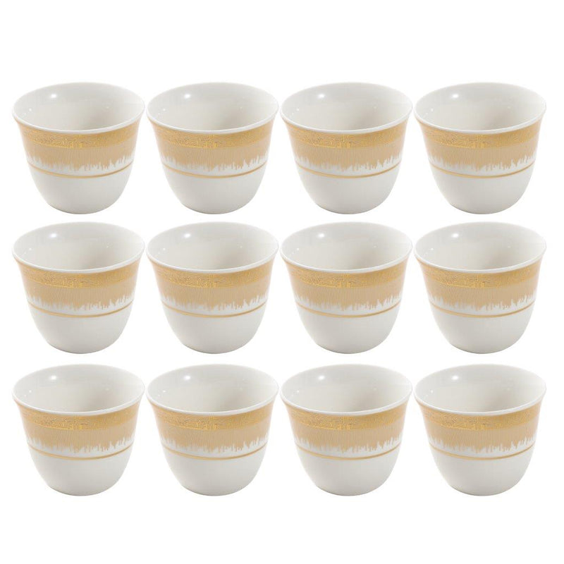 Ceramic Coffee Cawa Shafee Cup Set of 12 Pcs Abstract Design 6.5*5 cm 75 ml (Ctn Box 24 units)