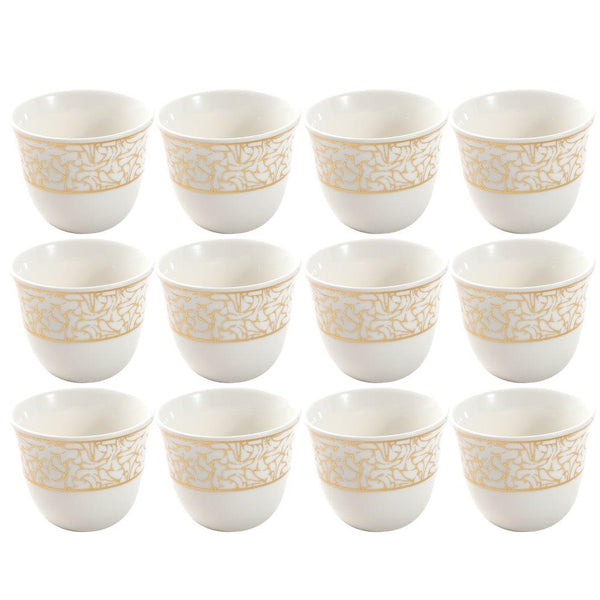 Ceramic Coffee Cawa Shafee Cup Set of 12 Pcs Abstract Design 6.5*5 cm 75 ml (Ctn Box 24 units)