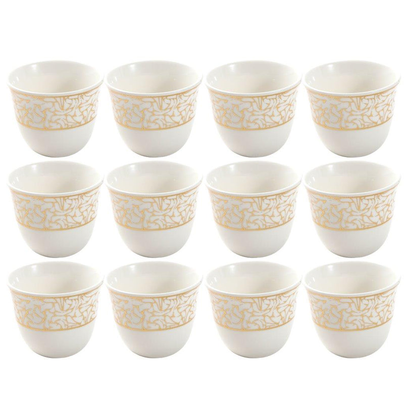 Ceramic Coffee Cawa Shafee Cup Set of 12 Pcs Abstract Design 6.5*5 cm 75 ml (Ctn Box 24 units)