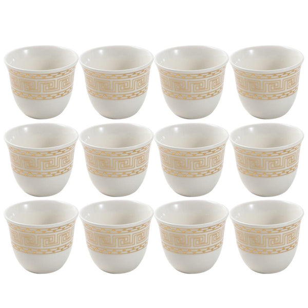 Ceramic Coffee Cawa Shafee Cup Set of 12 Pcs Abstract Design 6.5*5 cm 75 ml (Ctn Box 24 units)