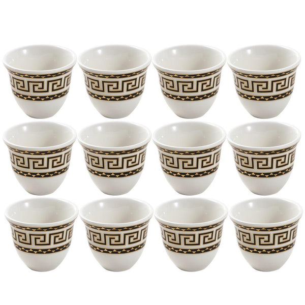 Ceramic Coffee Cawa Shafee Cup Set of 12 Pcs Abstract Design 6.5*5 cm 75 ml (Ctn Box 24 units)