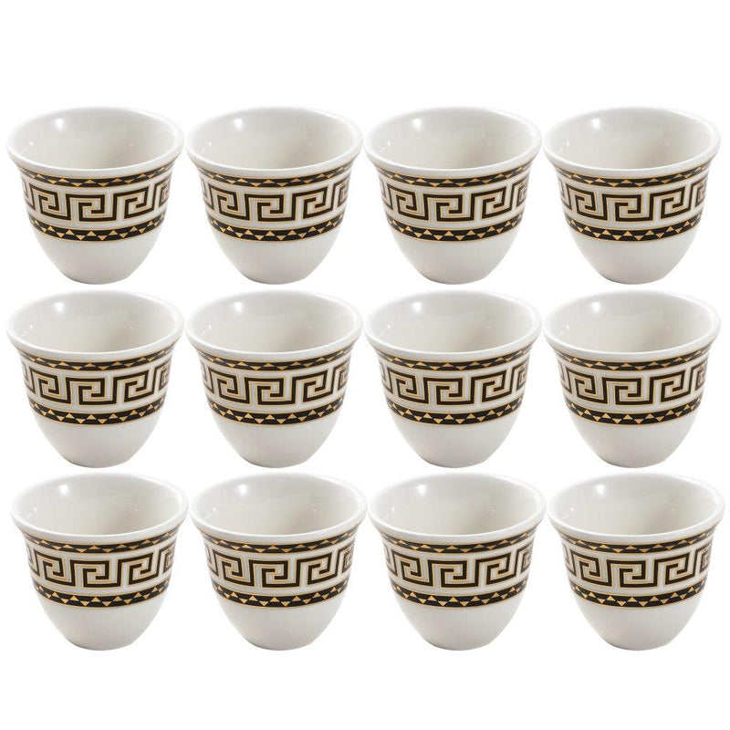 Ceramic Coffee Cawa Shafee Cup Set of 12 Pcs Abstract Design 6.5*5 cm 75 ml (Ctn Box 24 units)