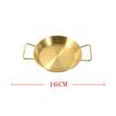 Gold Plated Stainless Steel Wok Pan Flat Karahi Paella Pan with Handles 16 cm (Ctn Box 100 units)