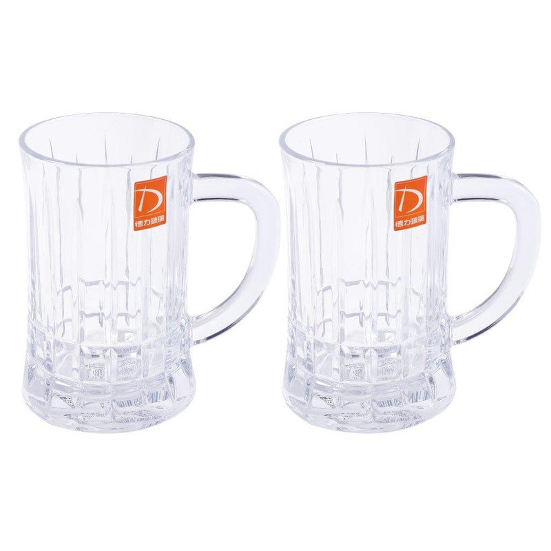 Premium Lead Free Glass Drinking Mug Tumbler with Handle Set of 2 Pcs (Ctn Box 12 units)
