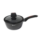 Black Granite Non Stick Marble Coated Die Cast Aluminium Saucepan with Lid  Induction Silicone Handle 16 cm (Ctn Box 10 units)