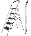 Kitchen Ladder Folding 5 Step Stool with Wide Anti-Slip Pedal (Ctn Box 4 units)