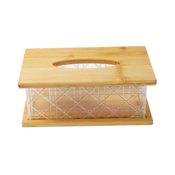 Premium Quality Abstract Design Bamboo Rectangular Tissue Box Napkin Holder 14.2*22*8.5 cm (Ctn Box 48 units)