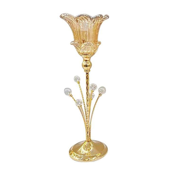 Elegant Glass Craft Metal Candleholder Wedding Table Centrepiece 14*44 cm (Ctn Box 12 units)