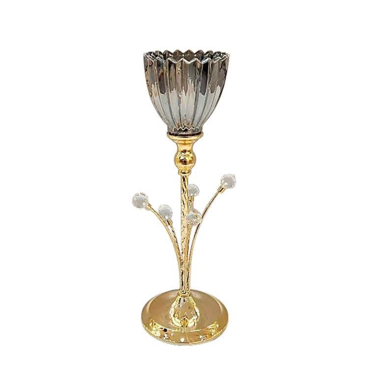 Elegant Glass Craft Metal Candleholder Wedding Table Centrepiece 13*38 cm (Ctn Box 12 units)