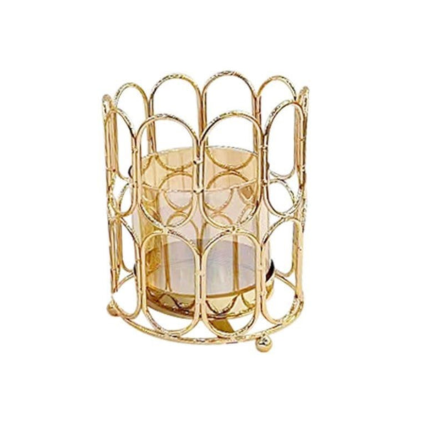 Elegant Glass Craft Metal Candleholder Wedding Table Centrepiece 14*18 cm (Ctn Box 12 units)