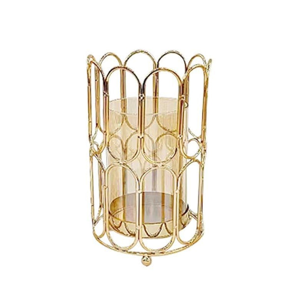 Elegant Glass Craft Metal Candleholder Wedding Table Centrepiece 14*22 cm (Ctn Box 12 units)