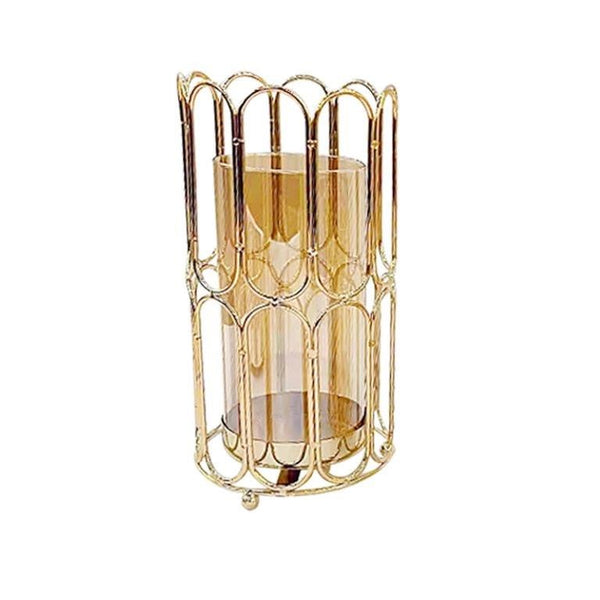 Elegant Glass Craft Metal Candleholder Wedding Table Centrepiece 14*27 cm (Ctn Box 12 units)