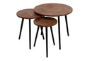 Round Metal Metal Accent Nesting Coffee Table Timber Pattern and Abstract Design Body Set of 3 Pcs 50*50*49/40*40*44/30*30*39  (Ctn Box 1 units)