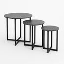 Round Metal Metal Accent Nesting Coffee Table Timber Pattern and Abstract Design Body Set of 3 Pcs 30*30*40/50*50*50/40*40*45  (Ctn Box 1 units)