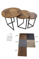 Round Metal Metal Accent Nesting Coffee Table Timber Pattern and Abstract Design Body Set of 3 Pcs 30*30*40/50*50*50/40*40*45  (Ctn Box 1 units)