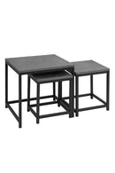Square Metal Metal Accent Nesting Coffee Table Timber Pattern and Abstract Design Body Set of 3 Pcs 40*40*45/34*34*40/45*45*50  (Ctn Box 1 units)