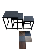 Square Metal Metal Accent Nesting Coffee Table Timber Pattern and Abstract Design Body Set of 3 Pcs 40*40*45/34*34*40/45*45*50  (Ctn Box 1 units)