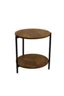 Metal Accent Timber Top Pattern Abstract Design Round Side Table Corner Table  40*40*55 cm (Ctn Box 1 units)