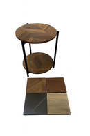 Metal Accent Timber Top Pattern Abstract Design Round Side Table Corner Table  40*40*55 cm (Ctn Box 1 units)