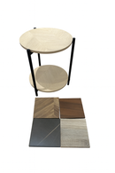Metal Accent Timber Top Pattern Abstract Design Round Side Table Corner Table  40*40*55 cm (Ctn Box 1 units)