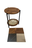 Metal Accent Timber Top Pattern Abstract Design Round Side Table Corner Table  40*40*55 cm (Ctn Box 1 units)