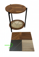 Metal Accent Timber Top Pattern Abstract Design Round Side Table Corner Table  40*40*55 cm (Ctn Box 1 units)