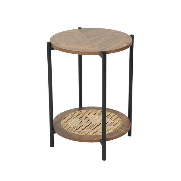 Metal Accent Timber Top Pattern Abstract Design Round Side Table Corner Table  40*40*55 cm (Ctn Box 1 units)