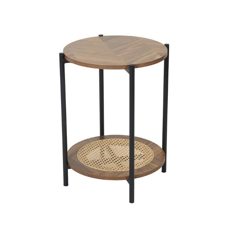 Metal Accent Timber Top Pattern Abstract Design Round Side Table Corner Table  40*40*55 cm (Ctn Box 1 units)