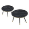 Round Gold Metal Accent Nesting Coffee Table Marble Pattern Top Set of 3 Pcs 40*40/50*44/60*48 cm (Ctn Box 1 units)