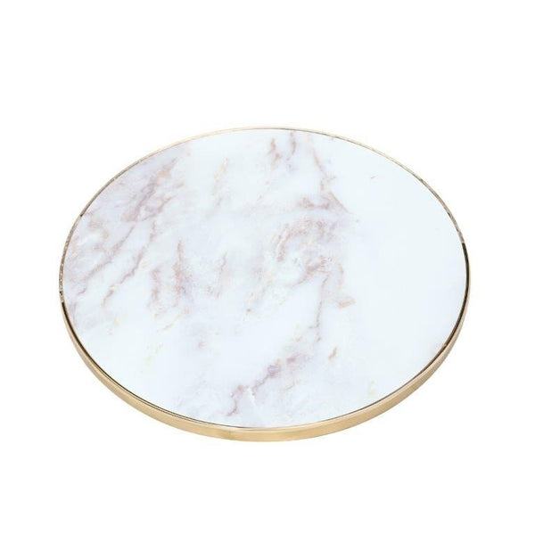 Round Gold Metal Accent Nesting Coffee Table Marble Pattern Top Set of 3 Pcs 40*40/50*44/60*48 cm (Ctn Box 1 units)